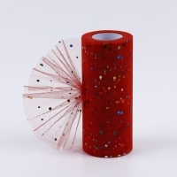 Фатин с разноцветными блёстками, 15 см, 11 ± 1 г/кв.м, 23 ± 1 м, цвет красный №17 Фатин с разноцветными блёстками, 15 см, 11 ± 1 г/кв.м, 23 ± 1 м, цвет красный №17