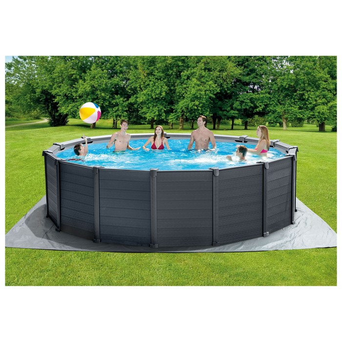 Бассейн каркасный Graphite Gray, 478 х 124 см, песчаный фильтр-насос, лестница, тент, подстилка, 26384NP INTEX Бассейн каркасный Graphite Gray, 478 х 124 см, песчаный фильтр-насос, лестница, тент, подстилка, 26384NP INTEX