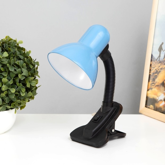 Лампа настольная Е27, с выкл. на зажиме (220В) голубая (108В) RISALUX Лампа настольная Е27, с выкл. на зажиме (220В) голубая (108В) RISALUX