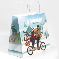 Пакет подарочный новогодний крафтовый «Вместе с тобой», 28 х 32 х 15 см, Новый год Пакет подарочный новогодний крафтовый «Вместе с тобой», 28 х 32 х 15 см, Новый год