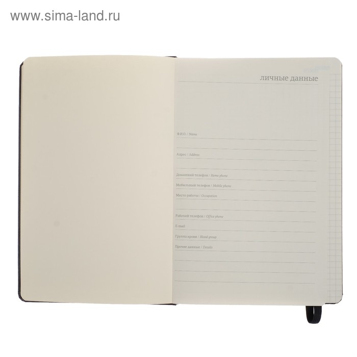 Бизнес-блокнот А5, 100 листов Megapolis Journal, искусственная кожа, тонированный блок, на резинке, чёрный