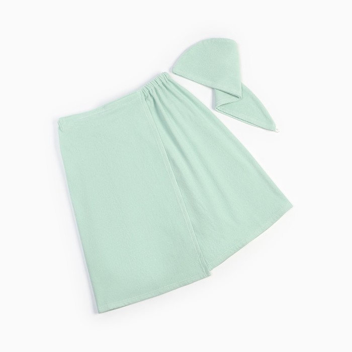 Набор для сауны Экономь и Я:полотенце-парео 68*150см + чалма,цв.св-бирюзовый,100%хл,320 г/м2 Набор для сауны Экономь и Я:полотенце-парео 68*150см + чалма,цв.св-бирюзовый,100%хл,320 г/м2