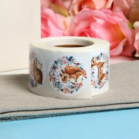 Новый год. Наклейки в рулоне "Зверята", 500 шт, 3,8 х 3,8 см