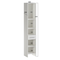 Пенал для ванной комнаты, белый, 40 х 33 х 185 см