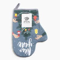 Новый год. Варежка-прихватка "New year" 20х28см, саржа, 100% хлопок, ватин 250г/м2 Новый год. Варежка-прихватка "New year" 20х28см, саржа, 100% хлопок, ватин 250г/м2