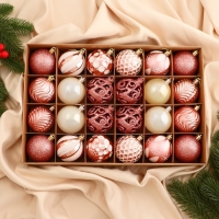 Набор шаров пластик d-6 см, 24 шт "Мелодия" ассорти люкс, бело-розовый Набор шаров пластик d-6 см, 24 шт "Мелодия" ассорти люкс, бело-розовый