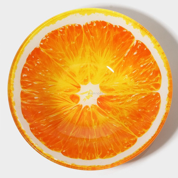 Набор тарелок стеклянных Доляна &laquo;Сочный апельсин&raquo;, 19 предметов: 6 десертных тарелок, 6 обеденных тарелок, 6 мисок, салатник