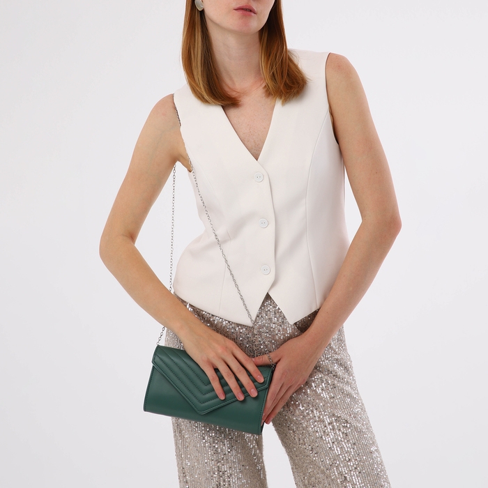 Сумка-клатч на клапане, цвет зелёный