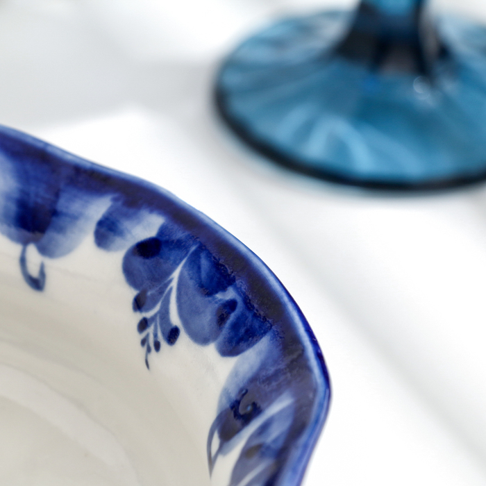 Миска-пельменница, гжель, фарфор, 7х17 см