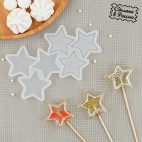 Силиконовый молд для леденцов и шоколада &laquo;Погремушка Звезды&raquo;, цвет прозрачный