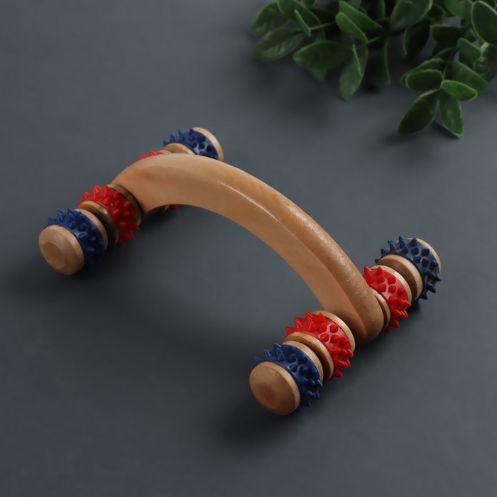 Массажёр деревянный, 15 × 10,5 × 5 см, 8 колёс, цвет МИКС Массажёр деревянный, 15 × 10,5 × 5 см, 8 колёс, цвет МИКС