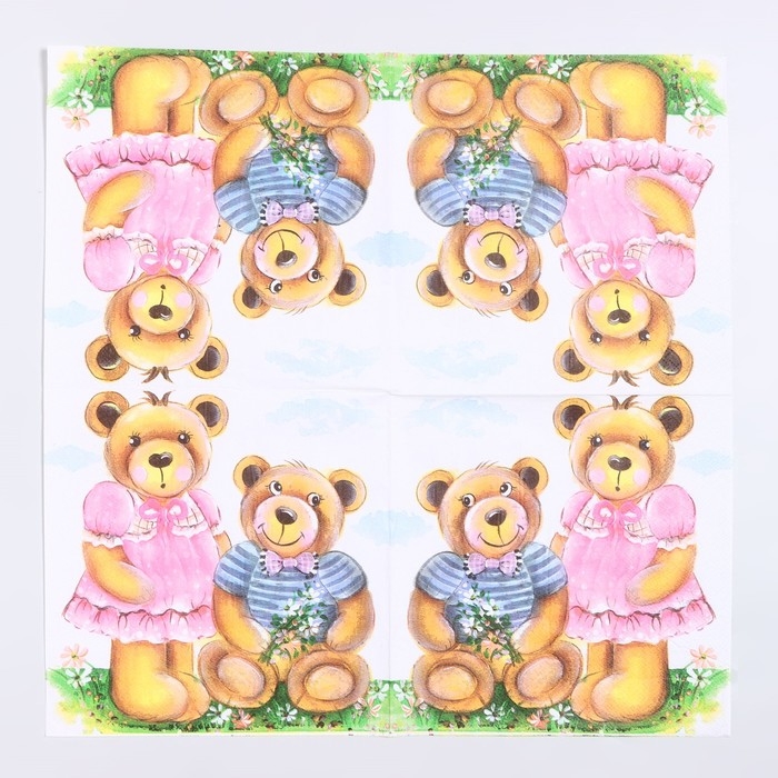 Салфетки бумажные «Медвежата», 33х33 см, набор 20 шт Салфетки бумажные «Медвежата», 33х33 см, набор 20 шт