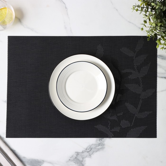 Салфетка сервировочная на стол Доляна &laquo;Росток&raquo;, 45&times;30 см, цвет черный