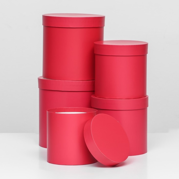 Набор  шляпных коробок 5 в1 "Viva Magenta Panton", 20 &times; 20 &times; 20‒14 &times; 14 х 14 см