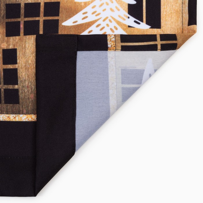 Новогодний комплект штор для кухни с подхватами "Золотой город" 145х180см-2 шт., габардин