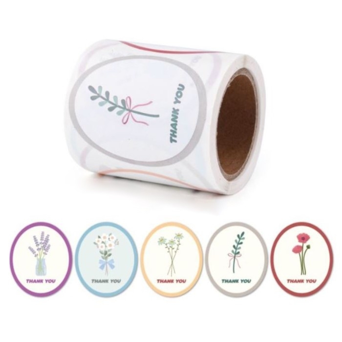 Наклейка бумага Наклейка бумага "Благодарность. Букеты" 5х6 см 120 шт в рулоне 5,5х5,5х6,5 см