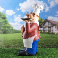 Садовая фигура "Шеф-повар с подносом" 15х36х62см Садовая фигура "Шеф-повар с подносом" 15х36х62см