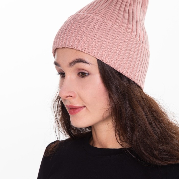 Шапка женская зимняя, цвет пудра, размер 52-56 Шапка женская зимняя, цвет пудра, размер 52-56