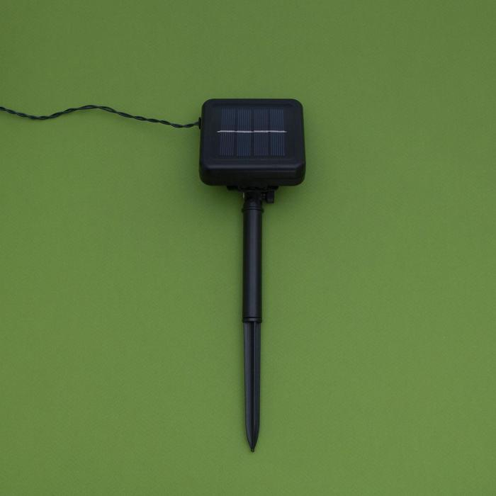 Гирлянда &laquo;Нить&raquo; 10 м, IP44, тёмная нить, 100 LED, свечение мульти, 2 режима, солнечная батарея
