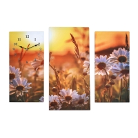 Часы-картина настенные, модульные "Ромашки на закате", бесшумные, 60 х 80 см Часы-картина настенные, модульные "Ромашки на закате", бесшумные, 60 х 80 см
