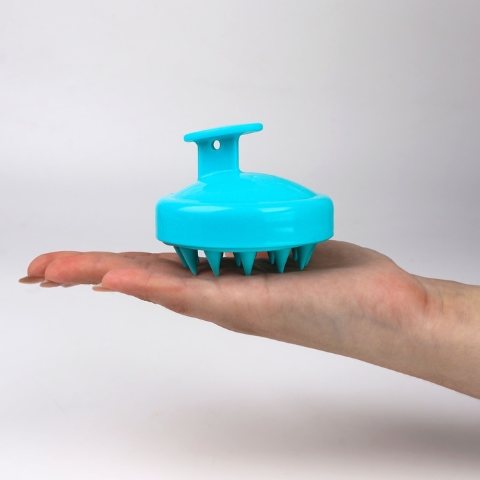 Щётка - массажёр для мытья головы, 8 × 8 × 6 см, цвет голубой Щётка - массажёр для мытья головы, 8 × 8 × 6 см, цвет голубой