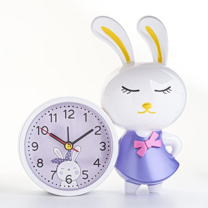 Часы - будильник настольные Часы - будильник настольные "Зайка", плавный ход, циферблат d-8.7 см, 15 х 16 см, АА