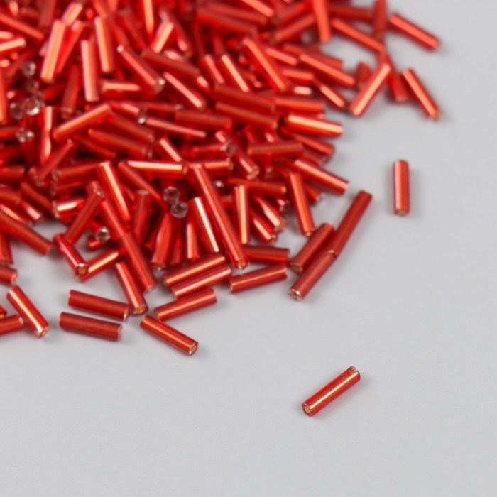 Стеклярус стекло 3&rdquo; "Красный" металлик набор 20 гр