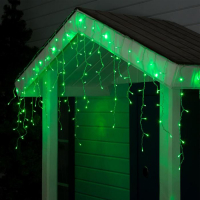 Гирлянда &laquo;Бахрома&raquo; 3 &times; 0.6 м, IP44, УМС, прозрачная нить, 160 LED, свечение зелёное, 220 В