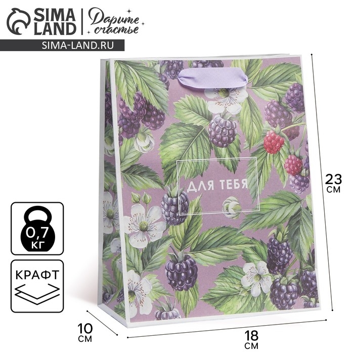 Пакет подарочный крафтовый вертикальный, упаковка, &laquo;Для тебя&raquo;, MS 18 х 23 х 8 см
