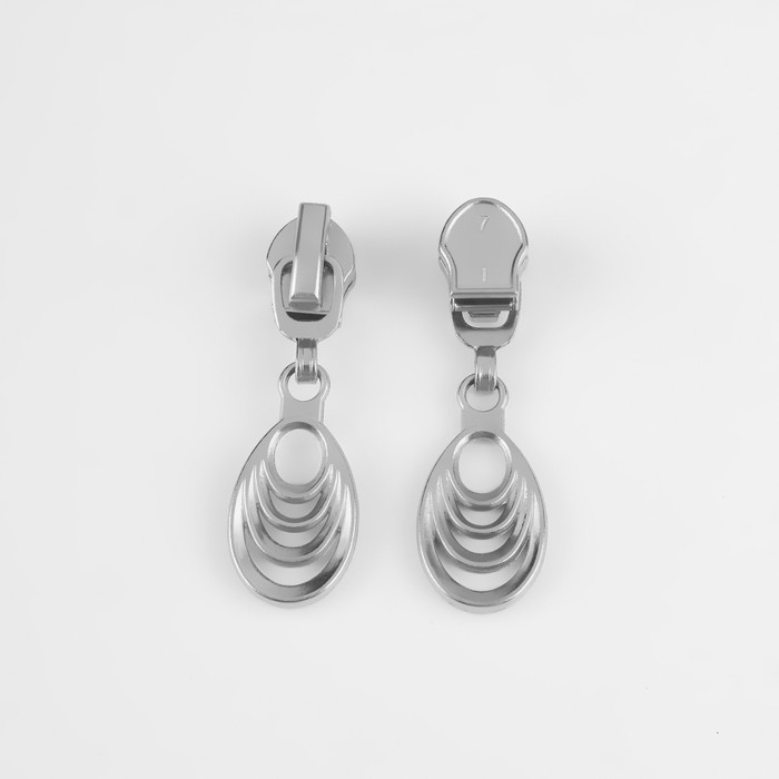 Бегунок автоматический для молнии &laquo;Спираль&raquo;, №7, декоративный &laquo;Звенья&raquo;, 10 шт, цвет никель