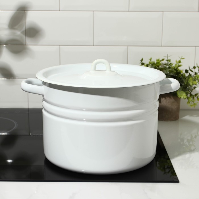 Кастрюля цилиндрическая, 8 л, индукция, цвет белый Кастрюля цилиндрическая, 8 л, индукция, цвет белый