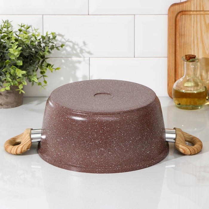 Кастрюля Доляна &laquo;Брауни&raquo;, 4 л, d=20 см, h=11,5 см, стеклянная крышка, антипригарное покрытие, индукция