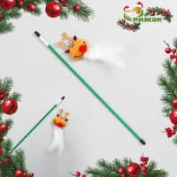 Дразнилка-удочка для кошек с бубенчиком "Олень", 40 см Дразнилка-удочка для кошек с бубенчиком "Олень", 40 см
