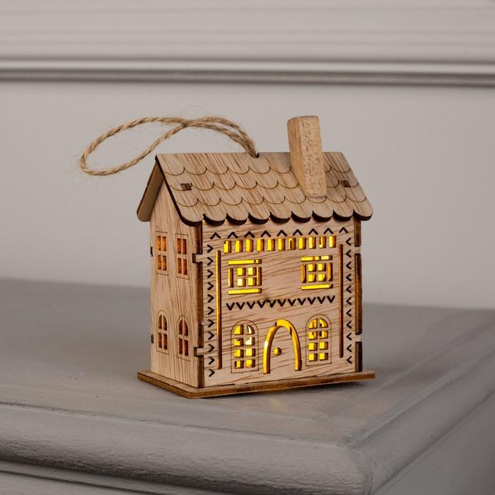 Ёлочная игрушка &laquo;Резной домик&raquo;, от батареек, свечение тёплое белое
