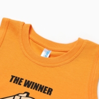 Комплект для мальчика(майка/шорты), цвет охра/ментоловый, рост 110 см