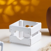 Кашпо деревянное 12&times;11&times;9 см "Однушка Лайт", двухреечное, сердце, белый Дарим Красиво