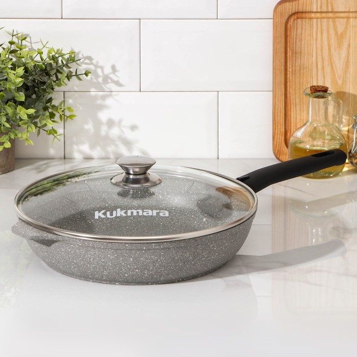 Сковорода, d=26 см, съёмная ручка, стеклянная крышка, антипригарное покрытие, цвет светлый мрамор Сковорода, d=26 см, съёмная ручка, стеклянная крышка, антипригарное покрытие, цвет светлый мрамор