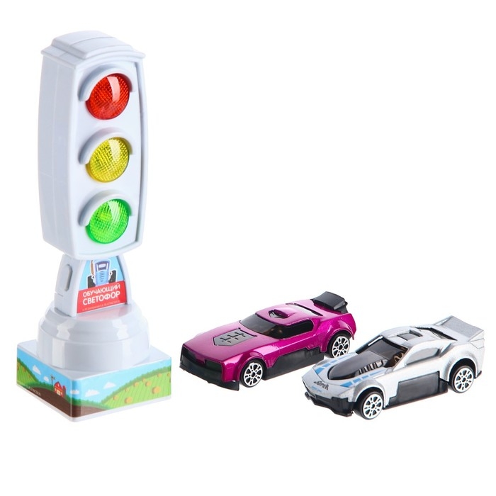 Светофор с машинкой и скотч-дорогой «Изучаем ПДД», русский чип, Синий трактор Светофор с машинкой и скотч-дорогой «Изучаем ПДД», русский чип, Синий трактор