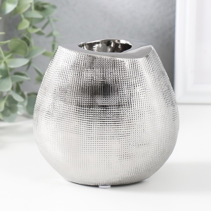 Подсвечник керамика на 1 свечу Подсвечник керамика на 1 свечу "Глория" d=4 см серебро 12,5х8х12 см