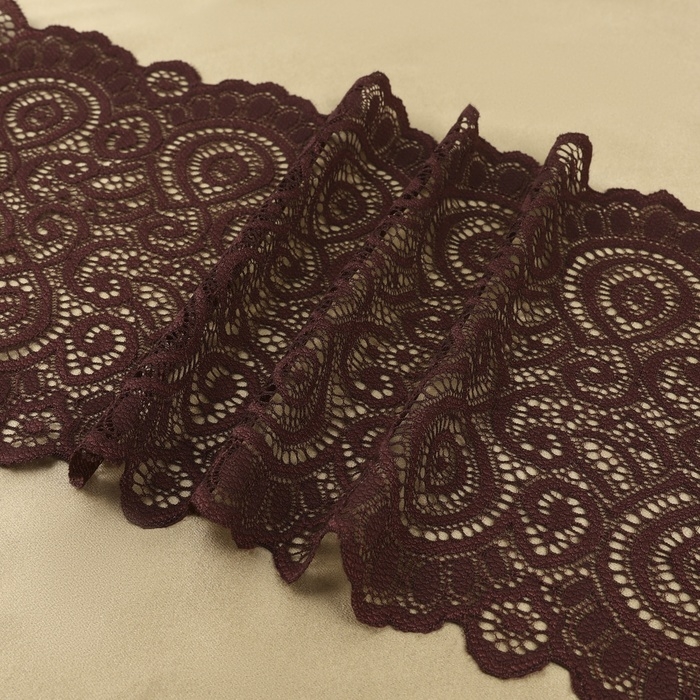 Кружевная эластичная ткань, 180 мм × 2,7 ± 0,5 м, цвет шоколадный Кружевная эластичная ткань, 180 мм × 2,7 ± 0,5 м, цвет шоколадный