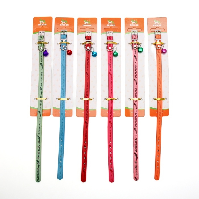 Ошейник мягкий с бубенчиком "Рыбки", 31 х 1, микс цветов