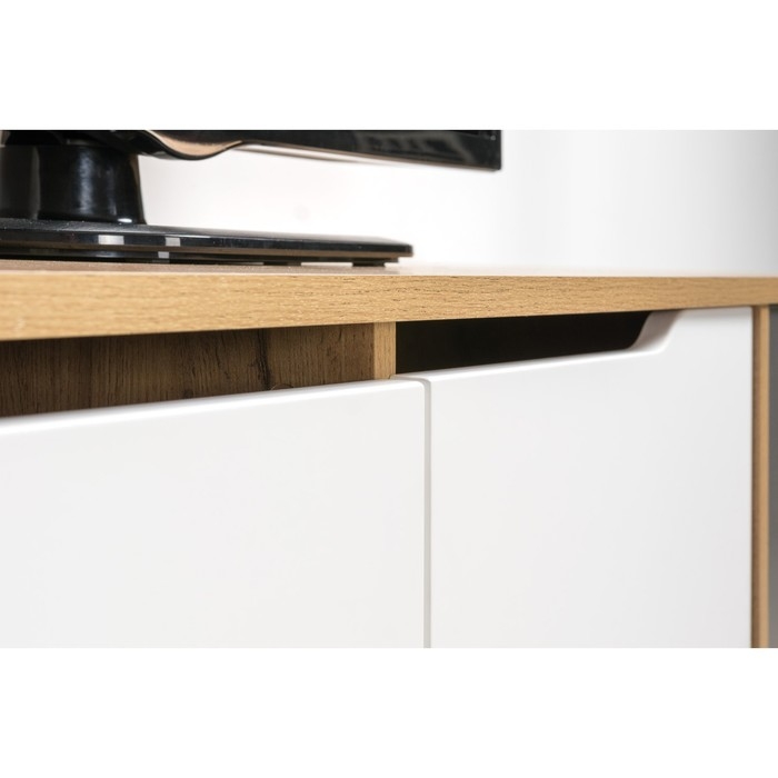 Тумба под ТВ Вайс 13.270.01, 1240х380х506, цвет дуб золотой / тёмно-серый / милк софт