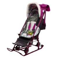 Санки-коляска &laquo;Наши детки 5-1&raquo; со снеговиком, цвет орхидея