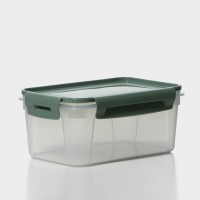 Контейнер пищевой Lock&Ok, 1,1 л, 18,6&times;12,2&times;8,1 см, прозрачный, крышка зелёная