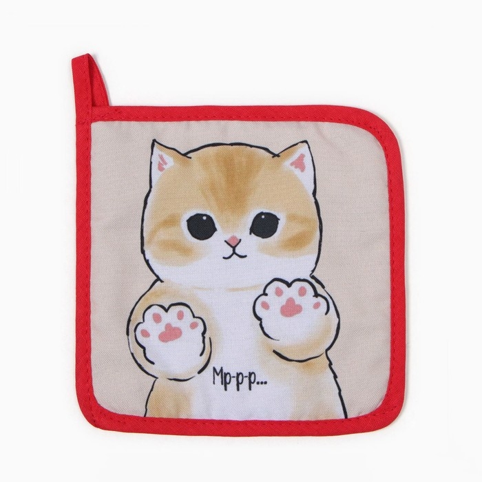 Прихватка Доляна "Котик" 17х17 см, 35% хл, 65% пэ, ватин 250 г/м2