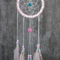 Ловец снов "Паутинка с пёрышками пастельных тонов" d=11,5 см длина 48 см Ловец снов "Паутинка с пёрышками пастельных тонов" d=11,5 см длина 48 см