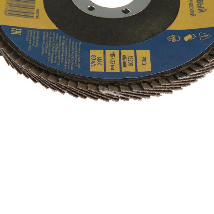 Круг лепестковый торцевой конический ТУНДРА, 115 х 22 мм, Р100 Круг лепестковый торцевой конический ТУНДРА, 115 х 22 мм, Р100