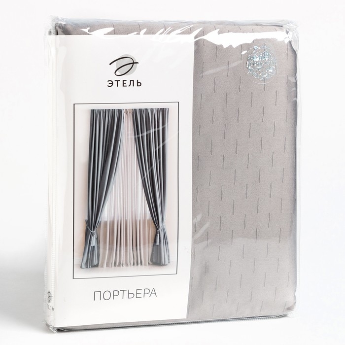 Штора портьерная Этель &laquo;Штрихи&raquo; цвет серый, на шторной ленте, 250х265 см