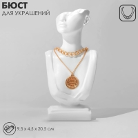 Бюст для украшений 9,5×4,5×20,5, отверстие в ухе, цвет белый Бюст для украшений 9,5×4,5×20,5, отверстие в ухе, цвет белый