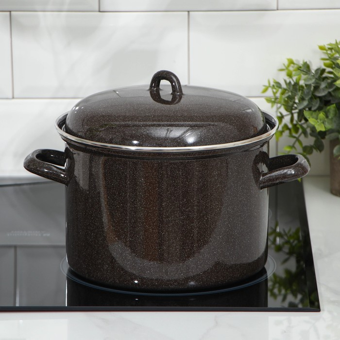 Кастрюля эмалированная, 4,5 л, без деколи, индукция, цвет коричневый Кастрюля эмалированная, 4,5 л, без деколи, индукция, цвет коричневый